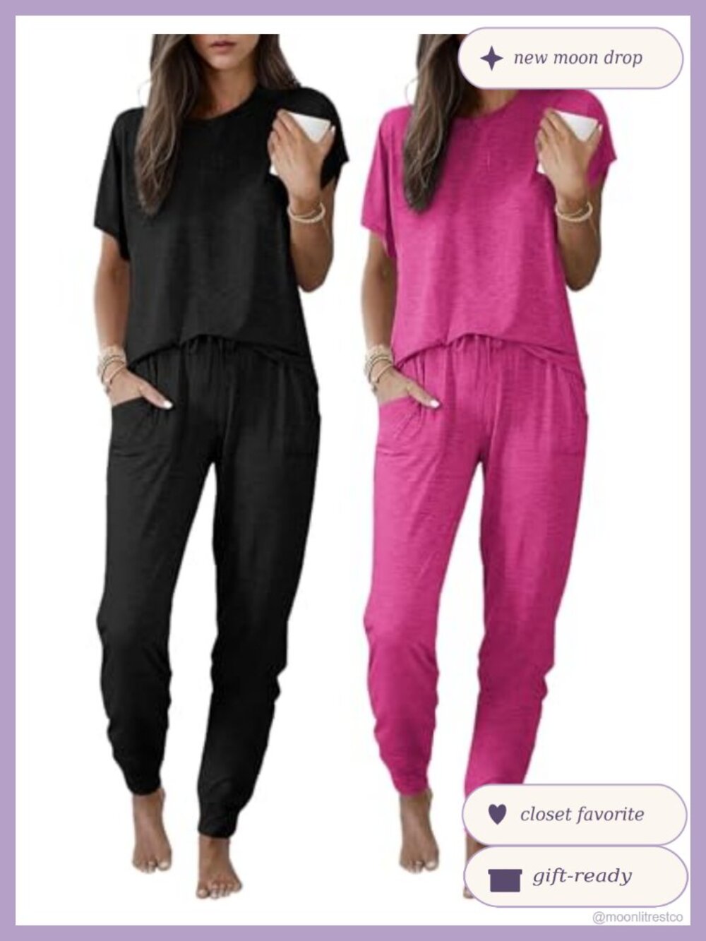 Women's 2 Pack Pajama Set Short Sleeve Jogger Pants Lounge Set